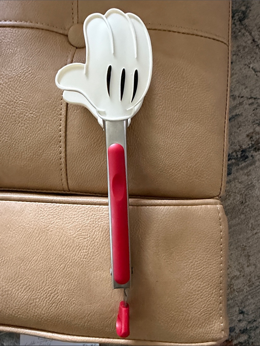 Disney White Mickey Cartoon Hands Kitchen Tongs with Red Handle